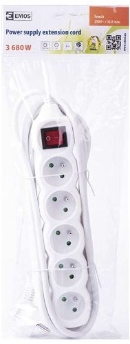 EMOS Extension Cord with Switch - 5 Sockets, 3m, 3 × 1.5mm2 - Extension  Cable