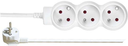 EMOS Extension Cord - 3 Sockets, 3m, White - Extension Cable - Main image