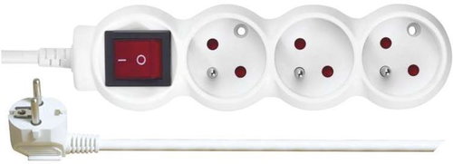 EMOS Extension Cord with Switch - 3 Sockets, 3m, White - Extension Cable - Main image