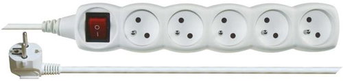 EMOS Extension Cord with Switch - 5 Sockets, 7m, White - Extension Cable - Main image