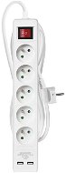 EMOS Extension Cable with Switch - 5 Sockets, 3m, White, 2× USB - Extension Cable