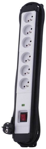 EMOS 6x socket 2m, black and white - Surge Protector  - Main image
