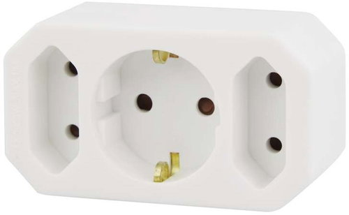 EMOS SCHUKO socket 2× flat + 1× round, white - Socket - Main image