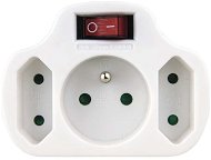 EMOS Plug Socket 2 × Flat + 1 × Round with Switch, White - Socket