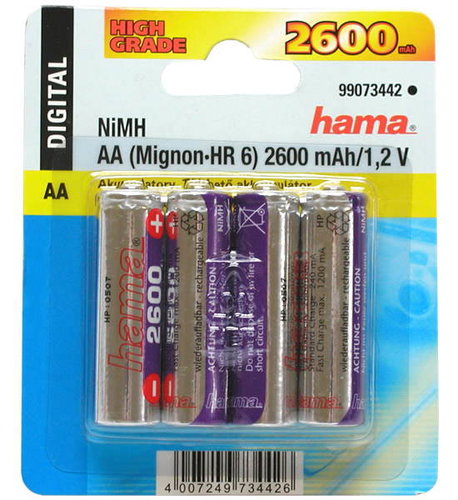 Hama Akumulátory AA tužkový NiMH 2600mAh 4ks - Disposable Battery - Main image