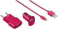 Hama USB Picco 3v1 ružová - Nabíjačka