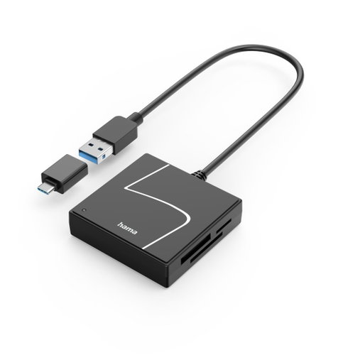 Hama čtečka karet USB 3.2 Gen1, USB-A, USB-C adaptér, SD/CF/MS - Card Reader - Main image