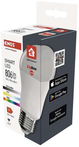 EMOS Chytrá LED žárovka GoSmart A60 E27 9 W (60 W) 806 lm RGB stmívatelná Zigbee - LED žárovka - Hlavní obrázek