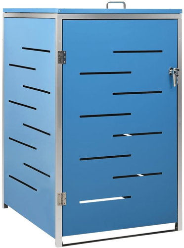 SHUMEE Přístřešek na popelnici 69 × 77,5 × 112,5 cm, nerezová ocel, modrý - Bin Shed - Main image