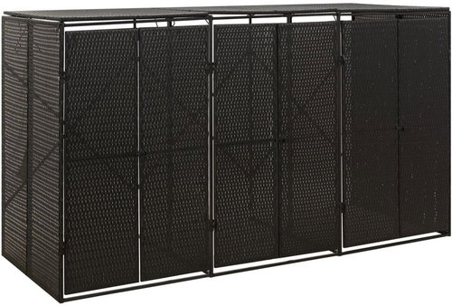 SHUMEE Přístřešek na tři popelnice 207 × 80 × 117 cm, polyratan, černý - Bin Shed - Main image
