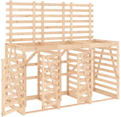 SHUMEE Úložný box na tři popelnice, masivní borové dřevo - Bin Shed - Main image