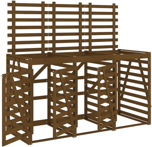 SHUMEE Úložný box na tři popelnice, masivní borové dřevo, medově hnědý - Bin Shed - Main image