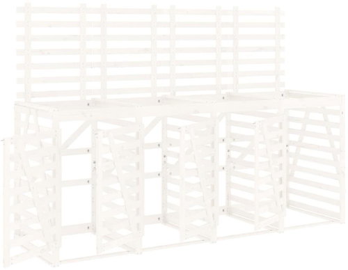 SHUMEE Úložný box na čtyři popelnice, masivní borové dřevo, bílý - Bin Shed - Main image