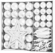 STRENDPRO MagicHome Christmas decorations - star, white, 4 - 5 cm + garland, pinecone, 50 pcs - Christmas Ornaments