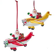 KURT ADLER Ozdoba santa v letadle - Vánoční ozdoby