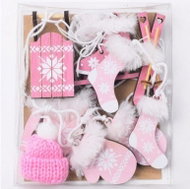 HIGHLIFE Wooden ornaments, mix, pink, 6 pcs - Christmas Ornaments