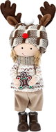 H&L Vánoční dekorace - stojící chlapec s čepicí sob, hnědá/béžová, 38 cm - Vánoční dekorace