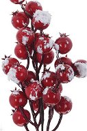 H&L Větvička s bobulemi 37 cm, zasněžená, červená, velké jeřabiny - Vánoční dekorace