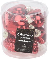 H&L Set of Christmas glass ornaments 12 pcs 4 cm glossy red - Christmas Ornaments