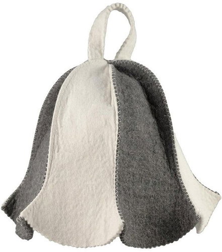 Sotra Sauna Hat Bell White/Grey, 100% Wool - Sauna Hat - Main image