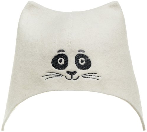 Sotra Sauna Hat with Panda Embroidery, Merino Wool - Sauna Hat - Main image