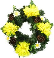 DOMMIO Dušičkový věneček se žlutými chryzantémami, 20 cm - Dekorace