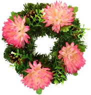DOMMIO Dušičkový věneček s růžovými chryzantémami, 20 cm - Dekorace