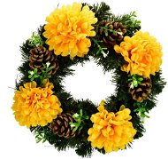 DOMMIO Dušičkový věnec se žlutými chryzantémami, 30 cm - Dekorace