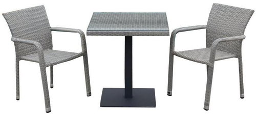 DIMENZA Garden furniture set BARCELONA 1 table + 2 chairs, grey - Garden Furniture - Main image