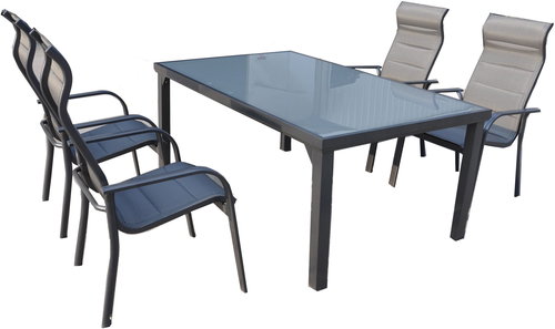 DIMENZA Garden furniture set VADUZ, grey 1 table + 6 chairs - Garden Furniture - Main image
