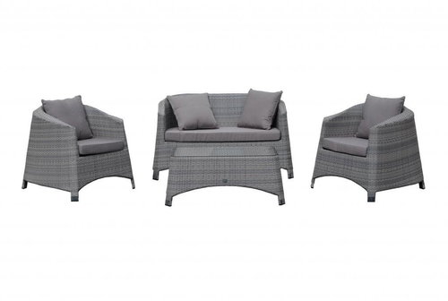 DIMENZA Garden furniture set EDINBURGH 1st table + 2 armchairs + 1 bench, grey - Garden Furniture - Main image