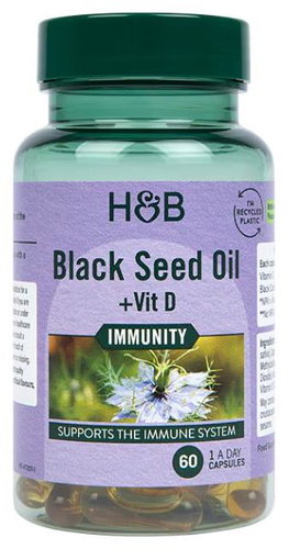 Holland & Barrett Black Seed Oil Černucha setá + Vit. D, 60 kapslí - Dietary Supplement - Main image