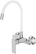MIXXUS Dřezová baterie nástěnná s flexi výtokem PREMIUM KUBUS 005 REFL.WHITE, bílá - Tap