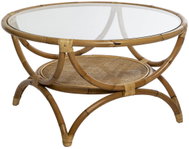 Atmosphera Folding table FARAH, rattan, glass top, diameter 90 cm - Coffee Table