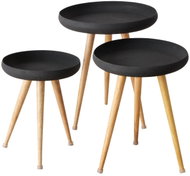 Boltze Home Coffee tables in loft style with black top and mango wood legs MASDOUR, 3 pcs - Coffee Table
