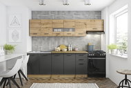 Halmar Kuchyňská linka Perla 260 cm, šedá + dekor dub artisan - Kitchen Unit