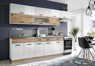 Casarredo Kuchyně Koral 280 cm, dekor dub wotan + bílý lesk - Kitchen Unit
