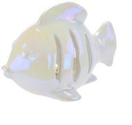 DOMMIO Ceramic fish with LED, white pearl, 10 × 14 cm - Decoration