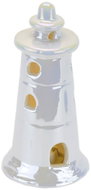 DOMMIO Ceramic lighthouse with LED light, white pearl, 14 cm - Decoration