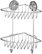 WENKO Polička do koupelny Bari, rohová, do sprchy, s přísavkami, 2 patra, chromovaná ocel, stříbrná - Bathroom Shelf