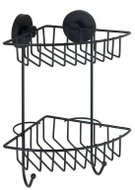 WENKO Bari corner shower shelf with suction cups, 2-tier, metal, black - Bathroom Shelf