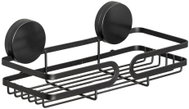 WENKO Pavia bathroom shower shelf with suction cups, metal, black, 26×12×9.7cm - Bathroom Shelf