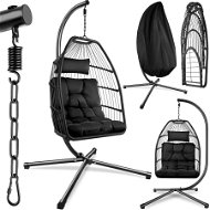 Tectake Křeslo závěsné Ariane s rámem a polštáři 160 kg, černé - Hanging Chair