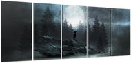 LIOX Painting of a deer in a dark forest, 100 × 40 cm, five-piece - Painting
