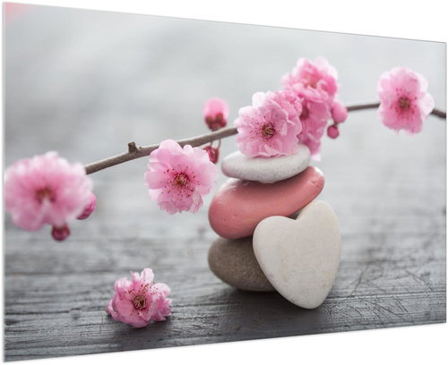 LIOX Painting flowers and stones, 40 × 25 cm - Painting - Main image
