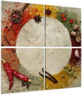 LIOX Painting coloured spices, 90 × 90 cm, four-piece - Painting
