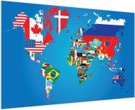 LIOX Painting of continents with flags, 120 × 80 cm - Painting