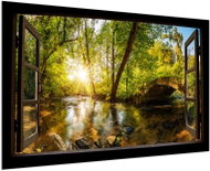 LIOX Picture window river bridge, 150 × 100 cm - Painting