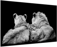 LIOX Black and white picture of a lion family, 150 × 100 cm - Painting