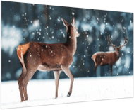 LIOX Painting of a doe and a deer in a winter landscape, 120 × 80 cm - Painting
